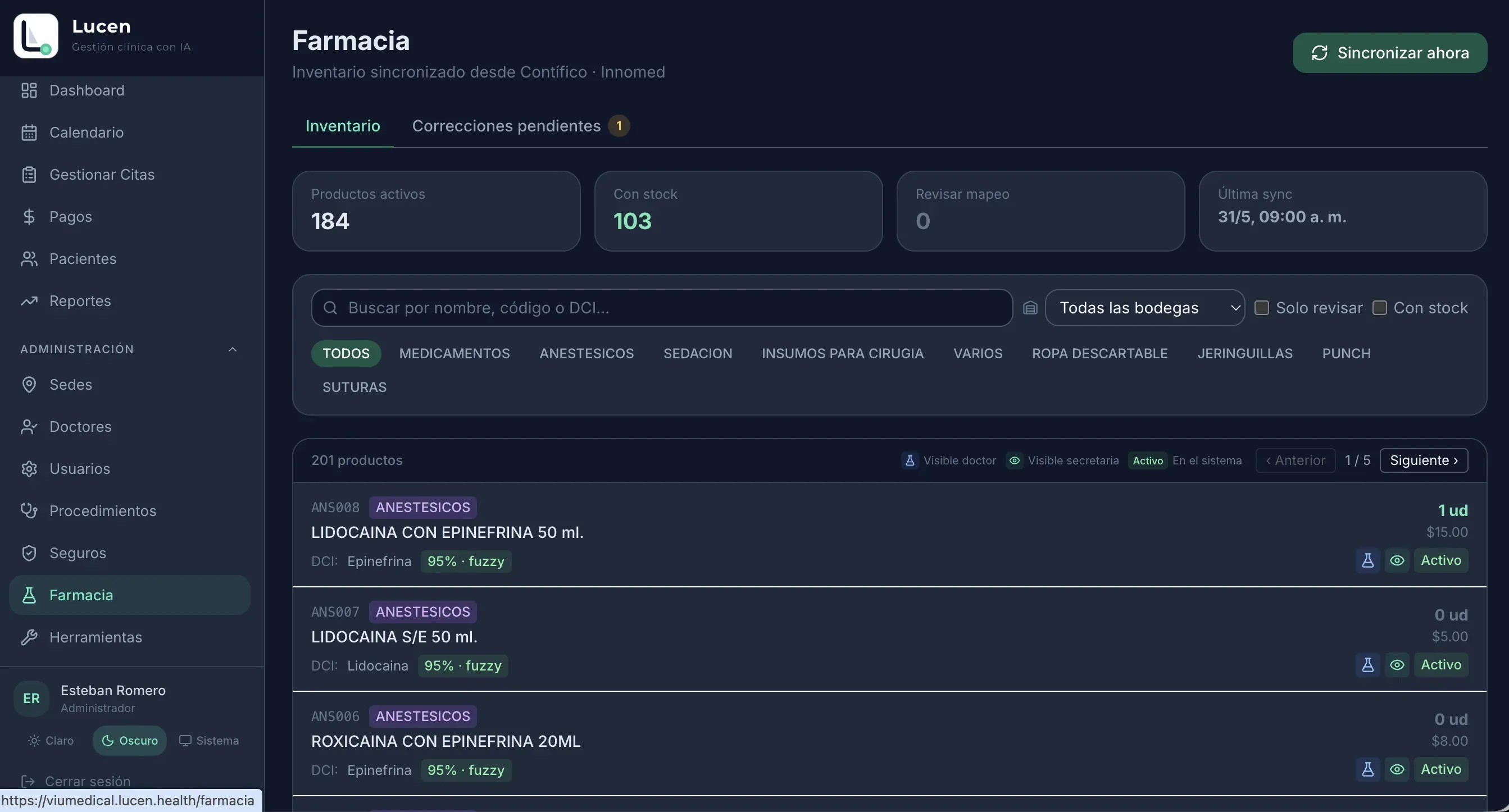 Catálogo de medicamentos para la receta electrónica en Lucen